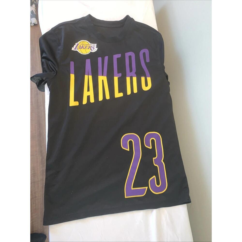 Los Angeles Lakers 23 Lebron James T Shirt Fanatics Size S Black